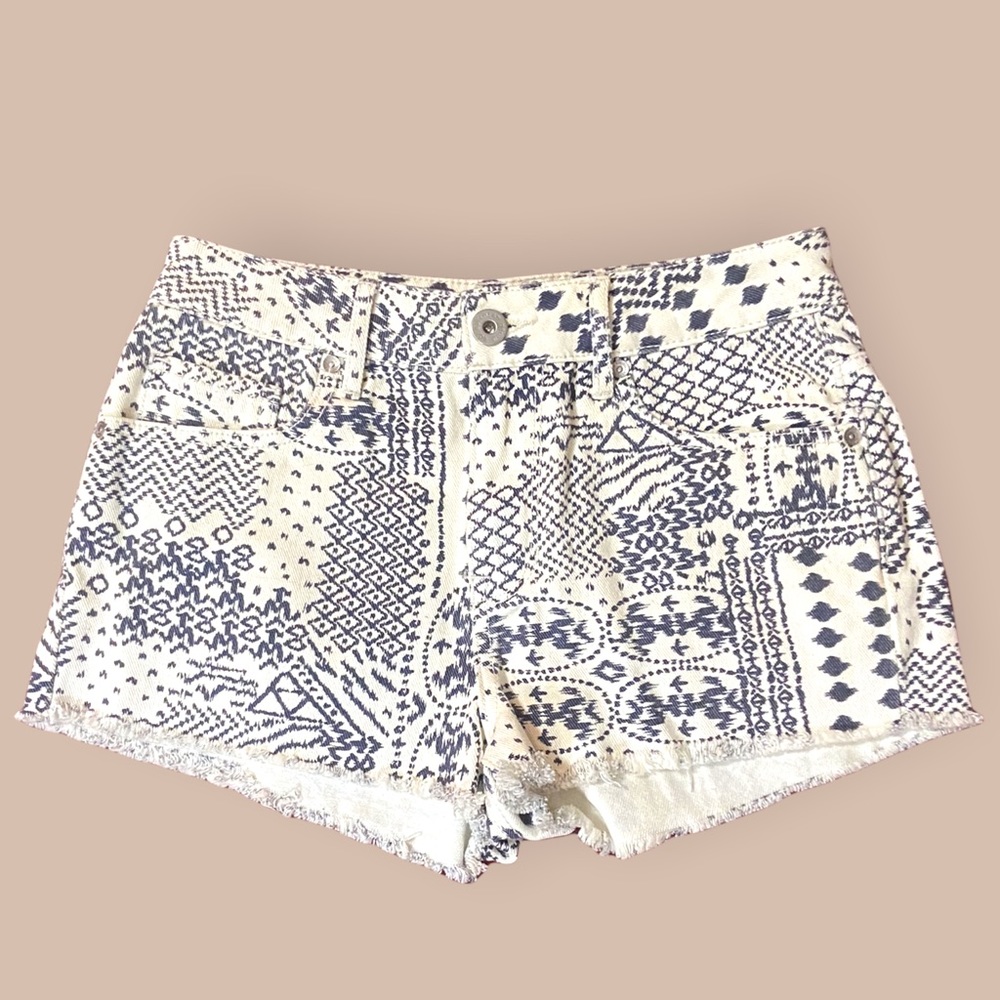Printed Denim Shorts